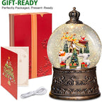 Christmas Snow Globes Lantern with Music, Winter Village Scene Snow Globes with Swirling Glitter Effects, USB/Battery Powered with 6-Hour Timer, Christmas Decorations