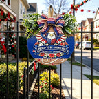 USA 250th Anniversary Patriotic Wreaths for Front Door, 4th of July & Memorial Day Outdoor Patriotic Decorations,12" Wooden Round Sign Decor for Porch, Wall, Window (Color-Proud)