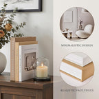JARLINK Beautiful Decorative Books, Set of 3 Stackable Fake Books for Coffee Table, Shelf & Mantel Decor - Modern Home Decoration W/Hidden Storage for Photos, Keepsakes & Living Room Styling, Oatmeal