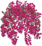 33.5" Bougainvillea Artificial Flowers Fake Pink Flowers, UV Resistant Long Sprays Artificial Bougainvillea Flowers for Indoor & Outdoor Decor, 3PCS Faux Hanging Flower for Home Room Wedding Porch