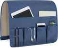 NB Sofa Armrest Organize Remote Holder Bedside Caddy Organizer With 5 Pockets，Non-Slip Couch Remote Control Holder Couch Armchair Caddy Accessories (Blue, 35''X18'')