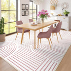 Lahome Abstract 6x9 Area Rugs, Soft Washable Rugs for Living Room Ultra-Thin Non Slip Dining Room Rug, Pink Rug Throw Large Carpet for Bedroom Office(6'x9',Pink/White)