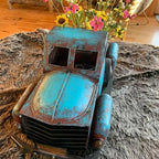 Creative Small Truck Flower Pot, Home Decor Collectible Vehicles Vintage Mini Car Statue Farmhouse Truck Decor Table Top Decor Little Blue Truck for Props Gifts