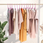 NEATERIZE Thick Heavy Duty Hangers - Pink Plastic Clothes Hangers 12 Pack - Great for Coat Hanger, Jackets Jeans & Suit Hanger for Closet - New Apartment Essentials Percheros Ganchos para Colgar Ropa