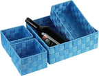Posprica Woven Storage Baskets for Organizing, Small Black Baskets Cube Bin Container Tote Organizer Divider for Drawer, Closet, Shelf, Dresser, Set of 4(Navy)
