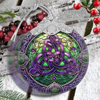 Celtic Knot Stained Glass Hanging Ornament - Christmas Tree Decoration, Holiday Ornament, Gift Idea