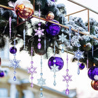 Giegxin 32 Pcs Crystal Christmas Ornaments Crystal Hanging Snowflakes Acrylic Xmas Tree Icicle Drop Decorations with Hooks for Christmas Snow Party Winter(Multicolor)