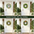 24'' Boxwood Wreath for Front Door, Porch, Window - Foldable Greenery Boxwood Wreaths for Farmhouse Wedding Indoor Outdoor Decor - Spring, Summer, Fall, All Seasons
