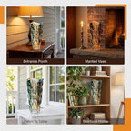 CEMABT 9.5inch 3.4 lb Glass Vases for Flowers Unbreakable Thickened Morden vase for Tables Centerpieces,Colorful,Vintage and Clear Rose Large Flower vases for Bouquet Unique Gifts（Gold Blue）