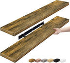 Sorbus Floating Shelves for Wall - 35 Inch Long Bathroom Shelves, Wall Decor for Bedroom, Kitchen, Living Room & Book Storage - Mounted Floating Shelf with Invisible Brackets (Rustic Brown, 2 Pack)