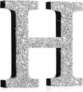 Qunclay 12'' Silver Crystal Diamond Bling Letters Crushed Diamond Decoration Wooden Glitter Letter with Screw and Hooks Rhinestone Gift for Wedding Y2k Mcbling Bedroom Wall Decor (Letter H)