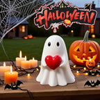 Valentines Ghost Figurine - 3.5 in Spooky Resin Ghost Statue, Funny Cute Red Heart Ghost Valentines Decor for Valentines Day Decoration for Home, Best Valentines Day Gifts for Him Her