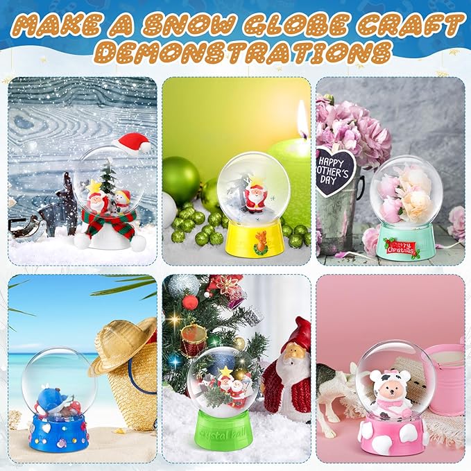 Layhit 72 Pcs 4 Inch Empty DIY Snow Globe Bulk Clear Plastic Water Globe Bulk Fillable Valentines Day Snow Globes with Screw Off Cap Keepsake Display Case for DIY Crafts Ornaments Home Decoration