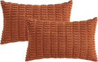 MIULEE Pack of 2 Rust Corduroy Decorative Lumbar Pillow Covers 20x12 Inch Soft Boho Striped Throw Pillow Covers Modern Farmhouse Home Decor for Summer Sofa Living Room Couch Bed