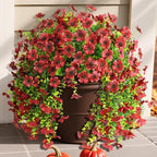 Homsunny Artificial Fake Mums Flowers Plants for Outdoor Decoration, 2 PCS Faux Daisy Silk Flowers Outside UV Resistant Realistic Home Decor for Porch Patio Balcony Garden Window Box(Brown)