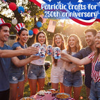 Sotiff 12 Sets 4th of July Themed Snow Globe Craft 250th Anniversary Party Supplies Firework Picks Mini Gnome Ornaments Stars Patriotic Heart Anniversary Party for Classroom Activities