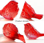 H&D HYALINE & DORA 2 Pack 3" Red Glass Bird Figurine Miniature Blown Glass Birds Bird Gifts for Bird Lovers Women Animals Collectible Figurines for Christmas Desk Table Decor