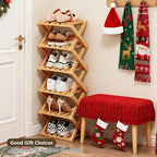 Simcat Bamboo Shoe Rack, Portable Folding Shoe Storage Rack,No Installation Free Standing Shoe Rack for Entryway, Closet, Dorm/Small Spaces (6 Tier)