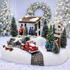 MOMENTS IN TIME Christmas Village Tree Animation Building Home Decor with LED Lights and Christmas Music Battery Operated (not Included)