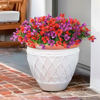 Homsunny Artificial Fake Flowers Plants for Outdoors - 12 Bundles Fake Plants Faux Silk Flowers Outside, UV Resistant for Planter Front, Porch, Garden, Patio, Spring Decor