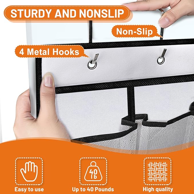 Aheroi 35 Pockets Large Over the Door Organizer, Breathable Mesh Pockets Shoe Organizer, Hanging Shoe Organizers Mesh Closet Shoe Holder Hanger Holds Up to 40 lbs, Space Saving Shoe Rack