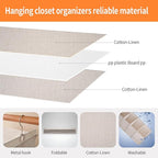 Large Hanging Sweater Organizer for Closet,Collapsible 6-Shelf Hanging Closet Shelves with Drawers, Washable (Beige -6 Shelf-2 d)