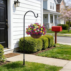 Artificial Fake Hanging Flowers with Basket, Faux Silk Morning Glory Flower Arrangement for Spring Summer Decor, Hanging Plant for Patio Garden Porch Outdoor Decor