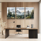 MHARTK66 3 Piece Framed Canvas Art Prints Wall Art for Living Room Modern Wall Decor for Bedroom Office Decor Abstract Mountain Forest Landscapes Ink Painting Ready to Hang Wall Pictures Home Decor
