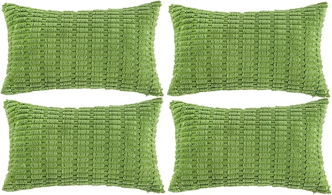 Fancy Homi 4 Packs Decorative Throw Pillow Covers for Living Room Couch Bed, Modern Farmhouse Boho Home Décor Accent Cushion Case, 20" x 12", Lime Green