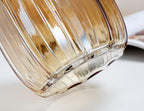 Large Amber Glass Vase for Flowers Ribbed Tall Gold Floor Vase 8.0" Decorative Vases for Home Table Centerpieces Flowers Decor and Farmhouse(Brown 8.0in)