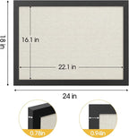 AKTOP Cork Board Bulletin Board with Linen 18" X 24", Large Framed Corkboard for Wall, Hanging Pin Board Picture Board for Home Office Decor, Cute Vision Board with Pushpins (Vintage Black)