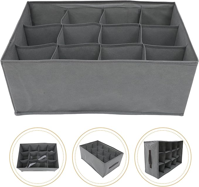 ABOOFAN Closet Organizer Clothes Storage Bin 12-Cell Fabric Storage Box for Socks Underwear Lingerie Ties Foldable Drawer Organizer for Home Closet