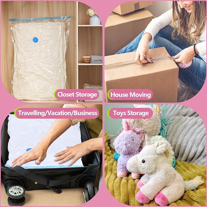 Vacuum Storage Bags with Electric Pump, 12 Pack (3 Jumbo, 3 Large, 3 Medium, 3 Small) Vacuum Seal Bags for Clothes, Bedding, Mattress, Blankets, Travel