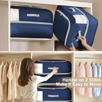 Comforter Storage Bag - 110L Large Capacity Blanket Storage Bags Ultra Space Saving Self Compression Organizer, Washable Compression Bags for Storage Comforter Blanket, 1-Pack, Navy Blue