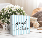 SRADMO Inspirational Wood Box Sign Desk Decor, Inspirational Office Decor, Light Blue Striped Motivational Theme Wooden Block Box Sign Decoration for Home Office Shelf Table Decorative Accessories