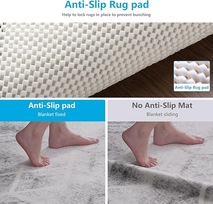 Non Slip Area Rug Pads Non Skid Rug Gripper 2x8 Feet Extra Thick Pad Anti-Slip Carpet Rug Mats for Hardwood Surface Floors, Keep Rugs Safe and in Place (2 x 8 Ft)