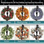 3 Pcs 15 Inch Wreath Hanger for Front Door Star Pattern Garland Hanger Over The Door Metal Door Wreath Decoration Hanger Hook for Various Festive Wreaths Hanging Towels Coats Etc (Black)