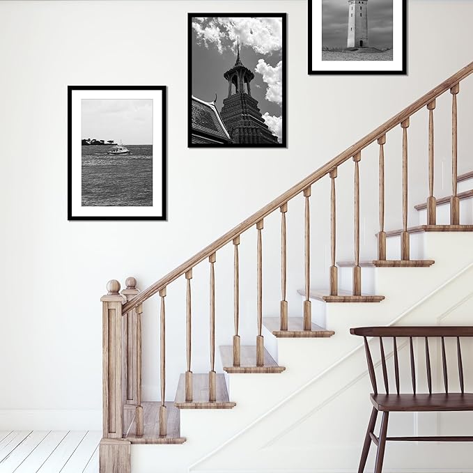 20x28 Picture Frame Black Set of 3, Display Pictures 16x24 with Mat or 20 x 28 Without Mat, Poster Frames 20x28 for Wall Hanging Horizontal and Vertical