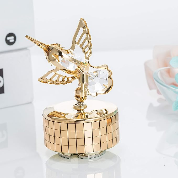 Matashi Valentine's Day Gift for Women - Swan Lake Wind-Up Music Box with 24K Gold Plated Crystal Studded Piano Figurine - Tabletop Showpiece for Home, Office, Living Room for Her