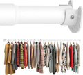 Closet Rod 50-87 Inches, Adjustable Heavy Duty Metal White Closet Rods for Hanging Clothes 1.3 Inches Diameter for Wardrobes Laundry