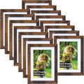 Lyeasw 4x6 Picture Frame 15 Pack, Rustic Brown Bulk Photo Frames 5 x 7 Matted to 4 x 6 Pictures, Display 4x6 with Mat or 5x7 without Mat, for Wall or Tabletop