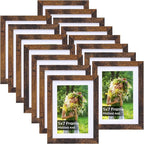 Lyeasw 4x6 Picture Frame 15 Pack, Rustic Brown Bulk Photo Frames 5 x 7 Matted to 4 x 6 Pictures, Display 4x6 with Mat or 5x7 without Mat, for Wall or Tabletop