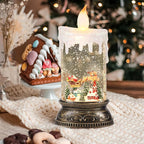 Wondise Rechargeable Musical Santa Claus Snow Globe Lantern with 6H Timer, Battery Operated USB Powered Lighted Singing Snow Globe Lamp Spinning Water Swirling Glitters Holiday Decor