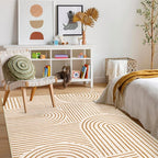 Lahome Abstract Washable Rugs 5x7, Non Slip Soft Living Room Rugs Ultra-Thin Rainbow Bedroom Rug, Non Skid Rug Backing Accent Carpet for Dining Room Office(5'x7',Orange)