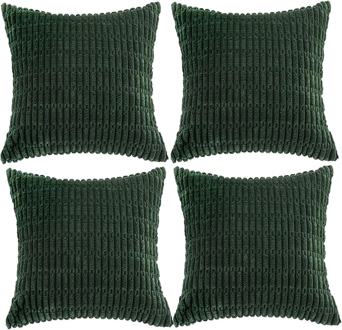 Fancy Homi 4 Packs Decorative Throw Pillow Covers for Living Room Couch Bed, Modern Farmhouse Boho Home Décor Accent Cushion Case, 16" x 16", Forest Green