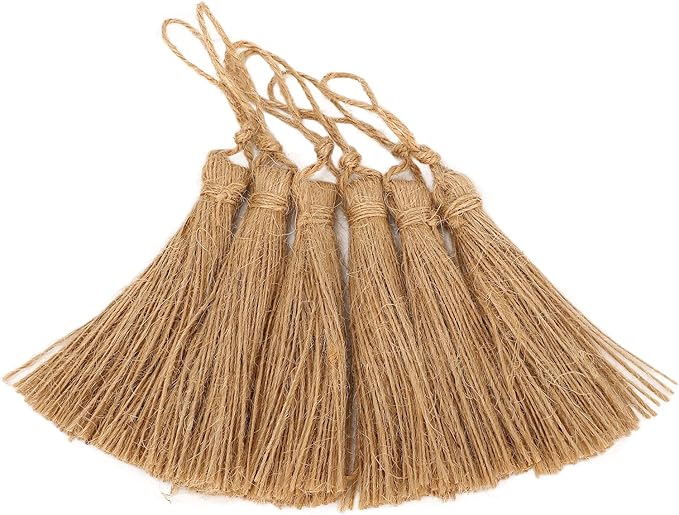 Rustic Style Natural Burlap Tassels for Crafts 6 Pieces Bracelet Necklace Home Decoration