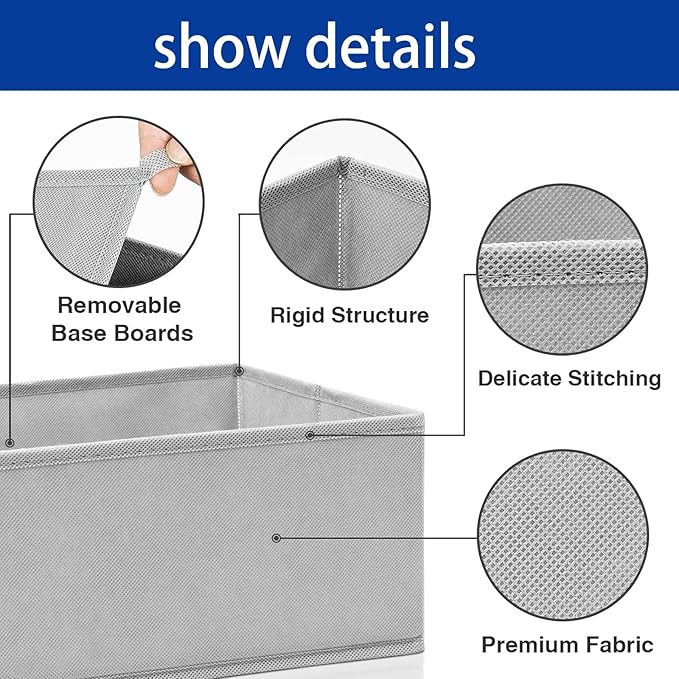 8-Pack Drawer Organizer Clothes | Dresser Organizer Bins for Nursery & Closet Storage | Ideal for Clothing, Baby Clothes, Underwear & Socks