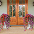 Artificial Hanging Flowers for Outdoors, 6 Pcs Fake Plant for Spring Summer Decoration, UV Resistant Realistic Silk Faux Flowers Outside Indoor Planter Porch Patio Balcony Yard Decor