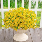 Artificial Fake Flowers Plants for Outdoors Outside Fall Autumn Decorations,Faux Mums Flowers Plants Silk Daisy Greenery Realistic UV Resistant Planter Front Porch Patio Garden Home 16 Bundles（Yellow）