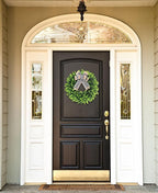 Set of 2, 20‘’ Boxwood Wreath for Front Door, Porch, Window - Foldable Greenery Boxwood Wreaths for Farmhouse Wedding Indoor Outdoor Decor - Spring, Summer, Fall, All Seasons (with Bow)